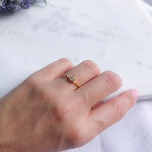 CZ triangle ring 925 SS ( Gold plated )